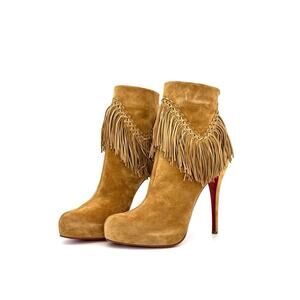 NEW Christian Louboutin Rom 120 Fringe Stiletto Heel Western Style Boots 40.5